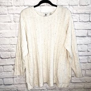 Maggie Lawrence White Multi-Colored Spec Sweater